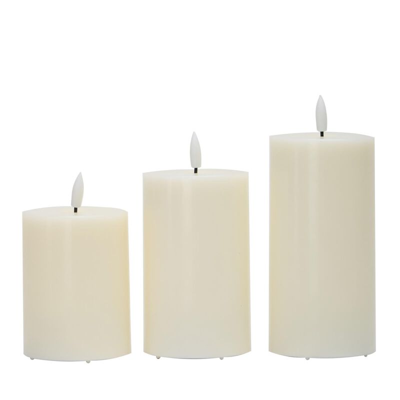 Stellar Haus Classic Ivory Pillar Indoor LED Candle Wt Timer 12.5x7.5cm Med image number 1